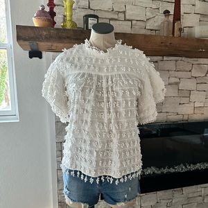 Farm Rio Fringe Detail Blouse in White sz: Small